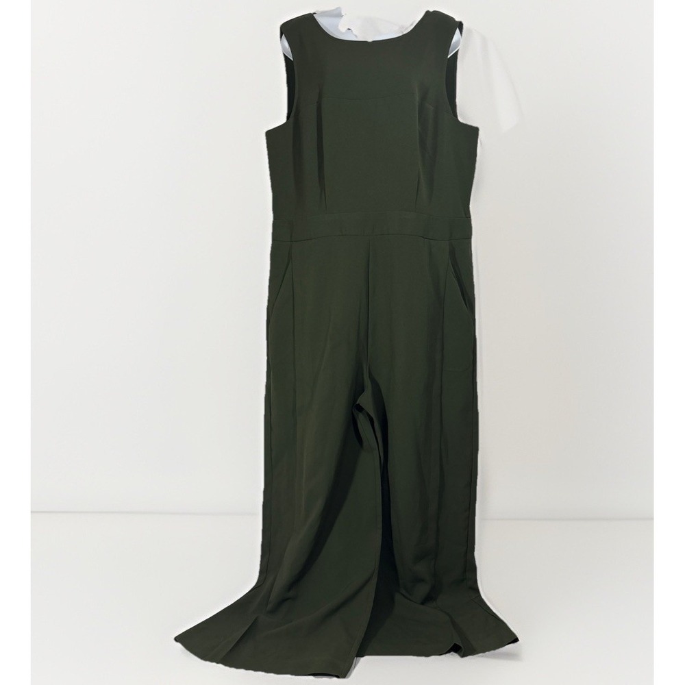 Gibson Latimer Olive Green‎ Sleeveless Wide Leg Jumpsuit Size 18 Modern Utility
